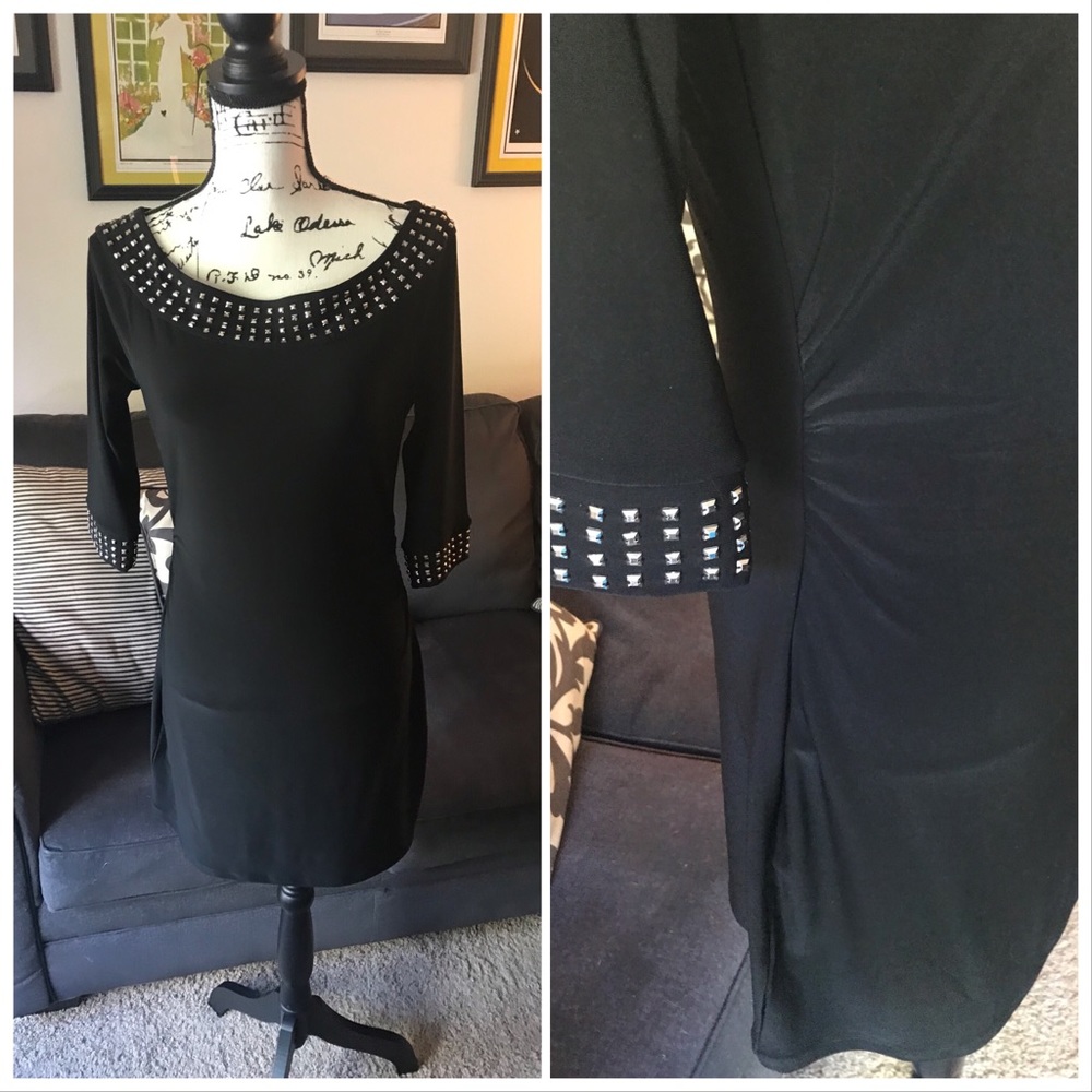 WHBM Dress Studded Accent Boat Neck Cocktail Party